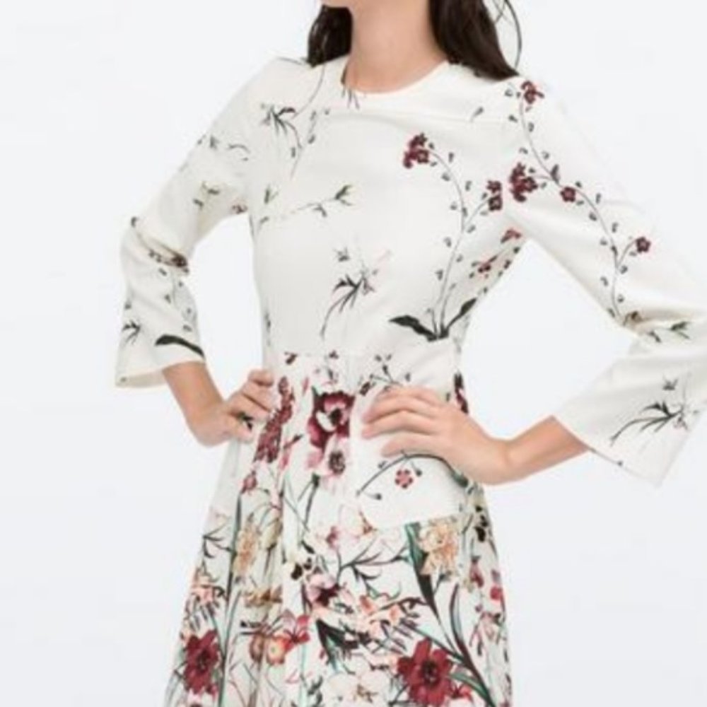Rare Zara floral long sleeve medium dress